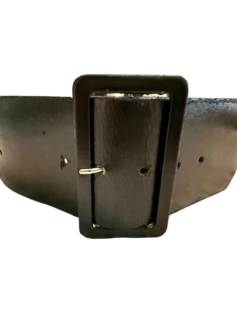 Extra Wide Black Faux Leather Belt